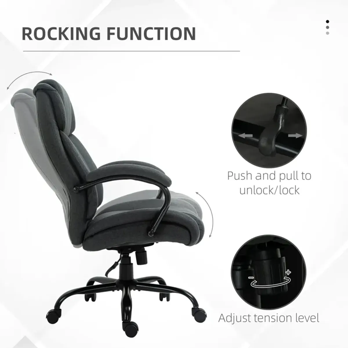 Charcoal Grey Task Giant: 484lbs Capacity Linen Fabric Office Chair