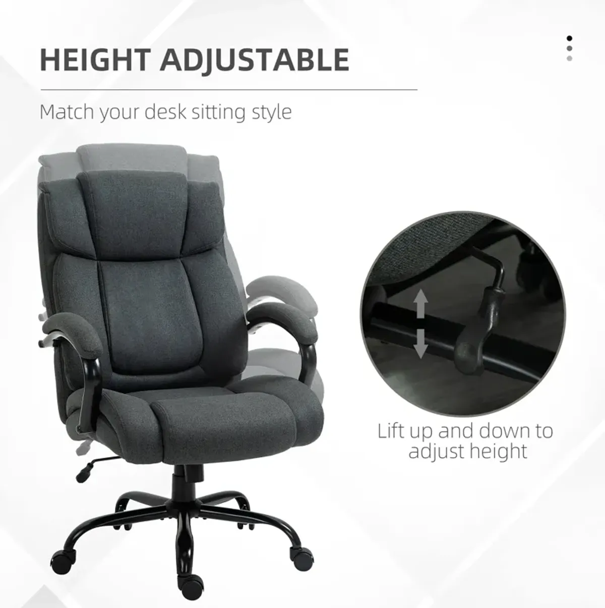 Charcoal Grey Task Giant: 484lbs Capacity Linen Fabric Office Chair