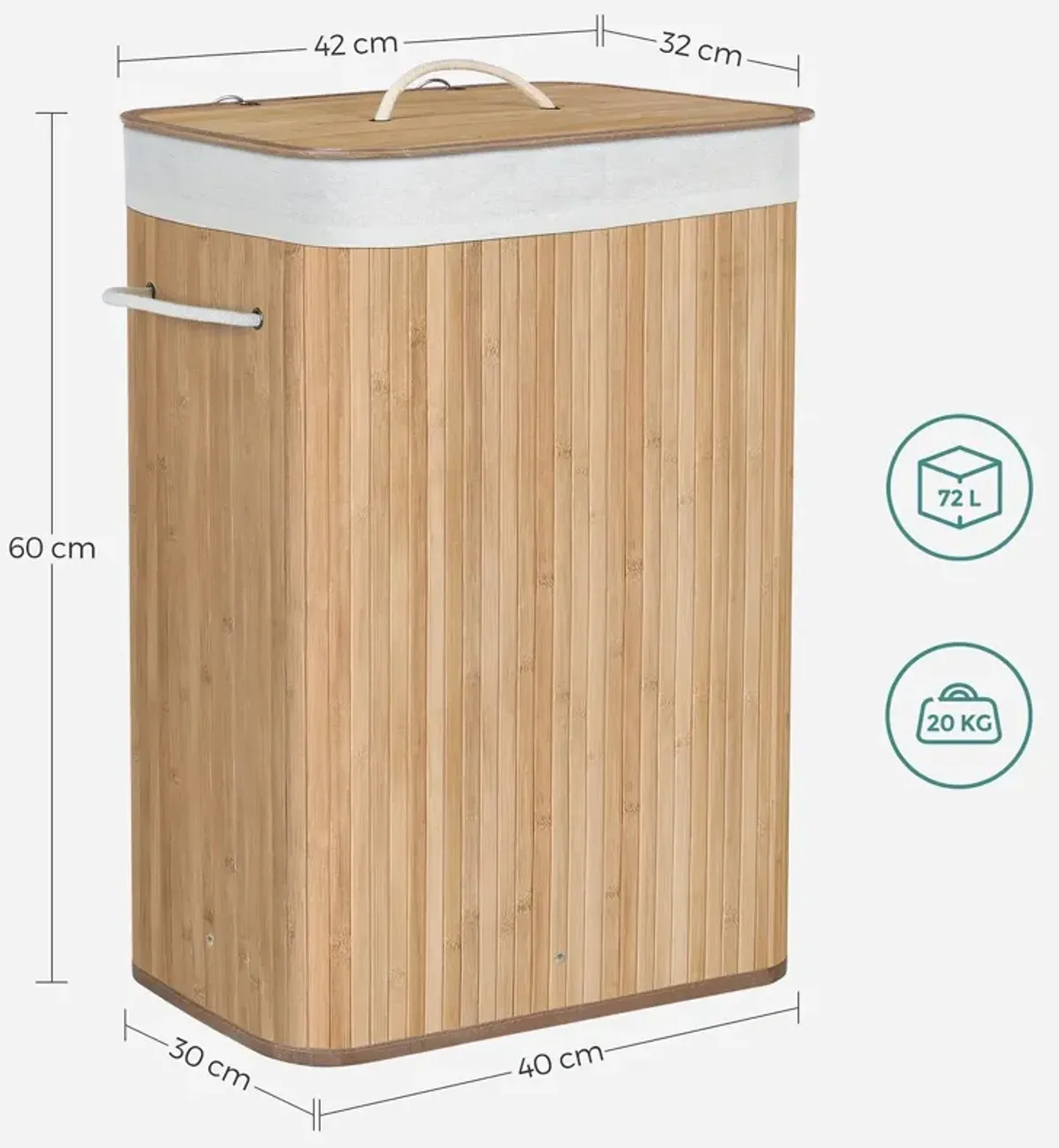 Bamboo Foldable Laundry Hamper – Storage Box for Dirty Clothes