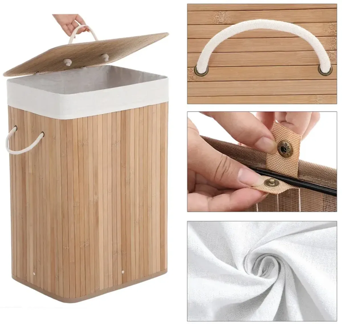 Bamboo Foldable Laundry Hamper – Storage Box for Dirty Clothes