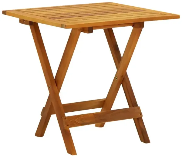 Blaire Outdoor Bistro Table, Foldable Square 18 Inch Brown Acacia Wood - Benzara