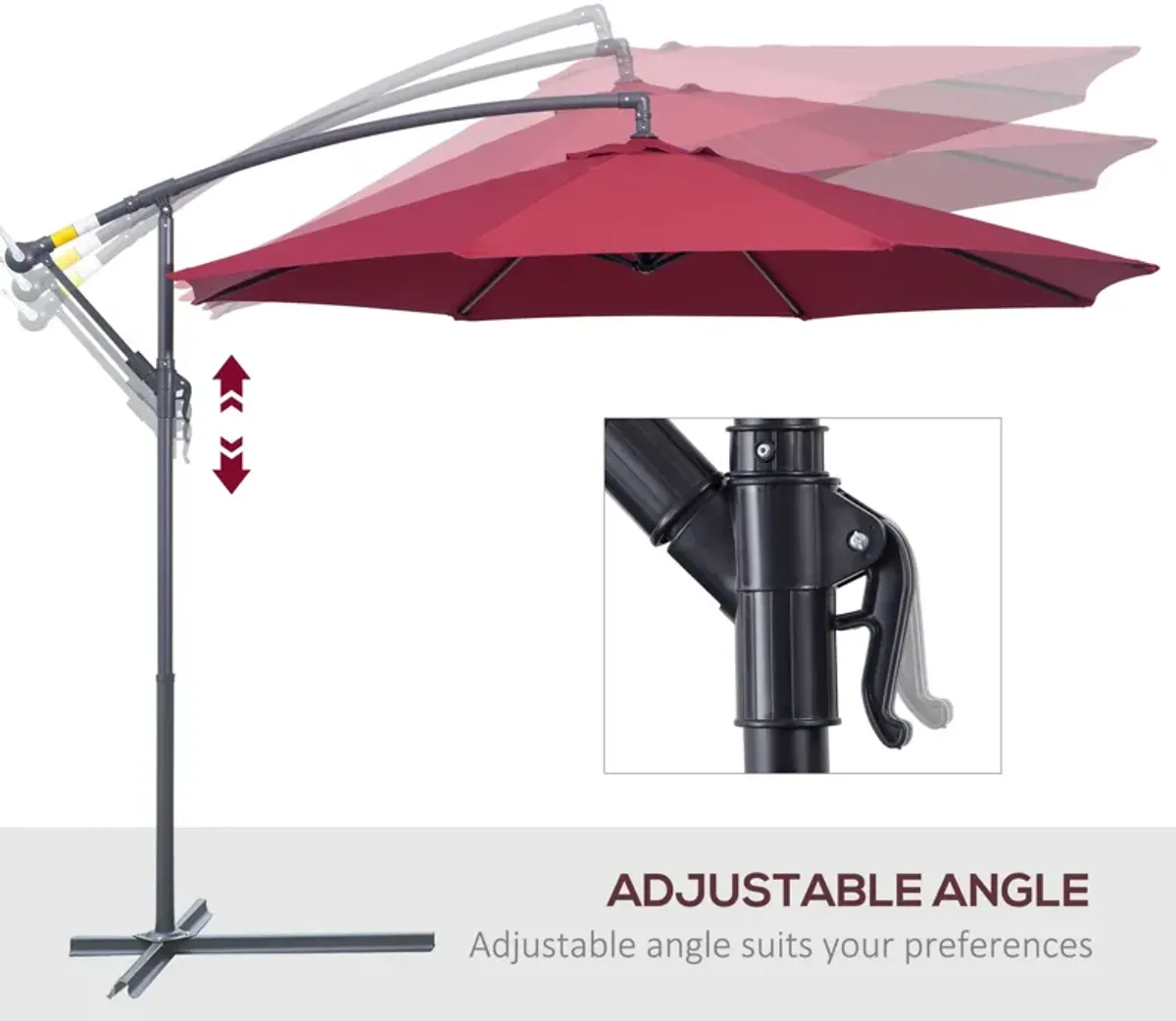 Vibrant Flexible Shade: 10' Red Cantilever Patio Umbrella with Tilt Function