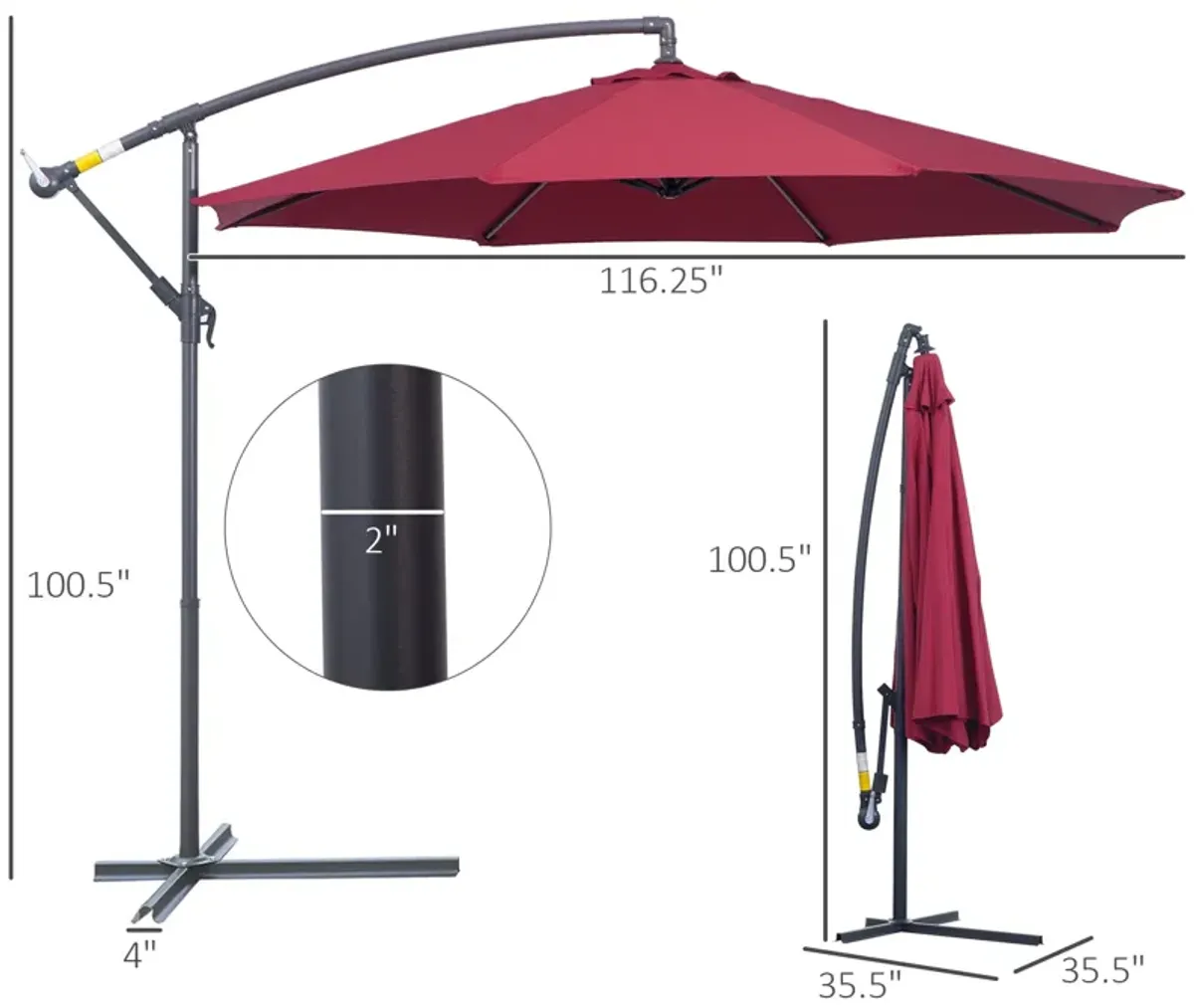 Vibrant Flexible Shade: 10' Red Cantilever Patio Umbrella with Tilt Function