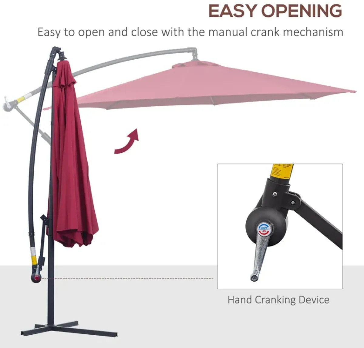 Vibrant Flexible Shade: 10' Red Cantilever Patio Umbrella with Tilt Function