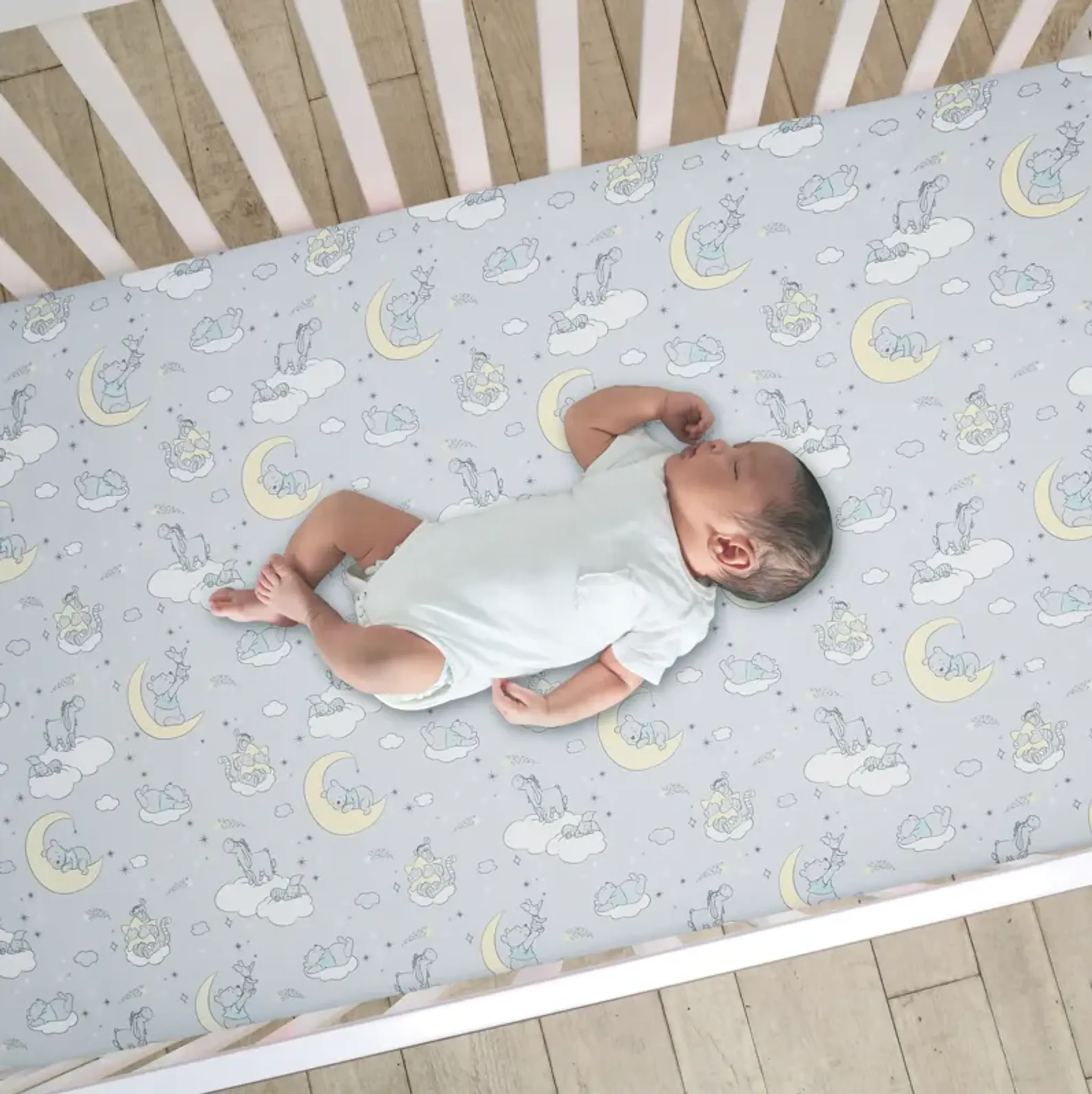 Lambs Ivy Disney Baby Cozy Friends Winnie The Pooh Gray Fitted Crib ...