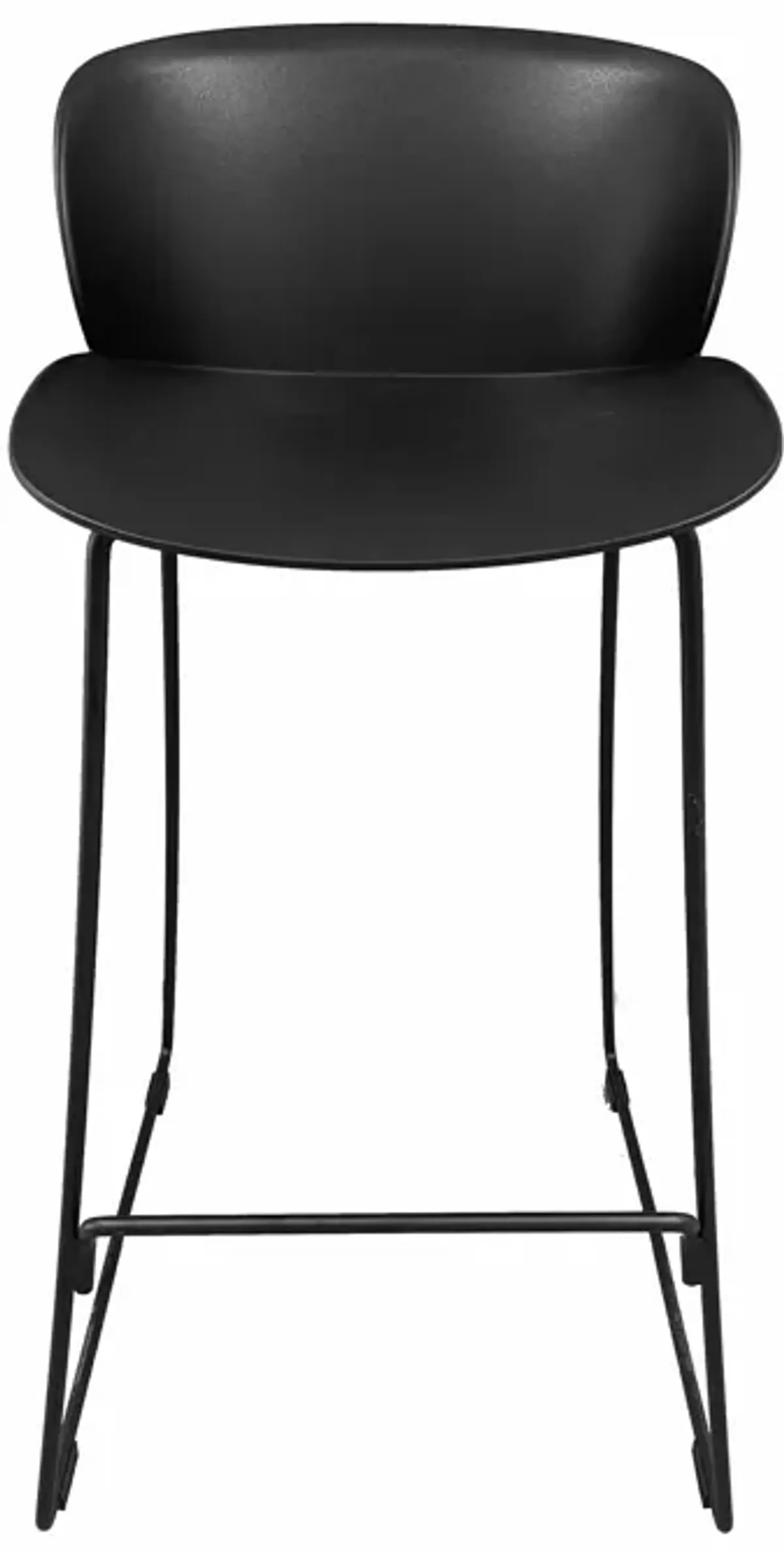 Sia 30 Inch Barstool Chair Set of 2, Black Seat and Back, Metal Base - Benzara