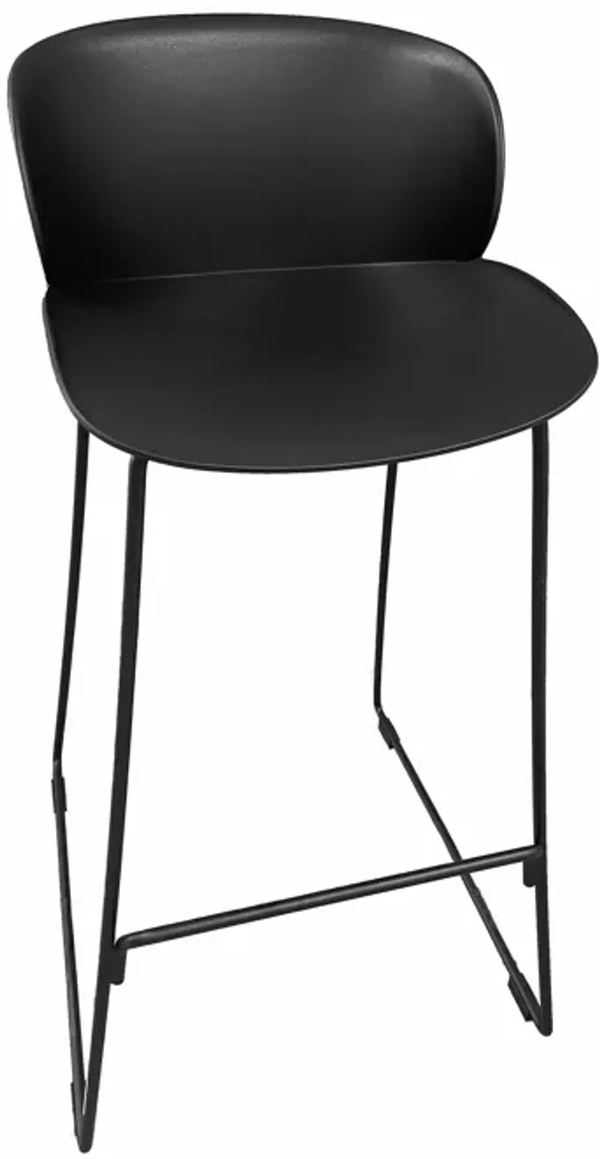 Sia 30 Inch Barstool Chair Set of 2, Black Seat and Back, Metal Base - Benzara