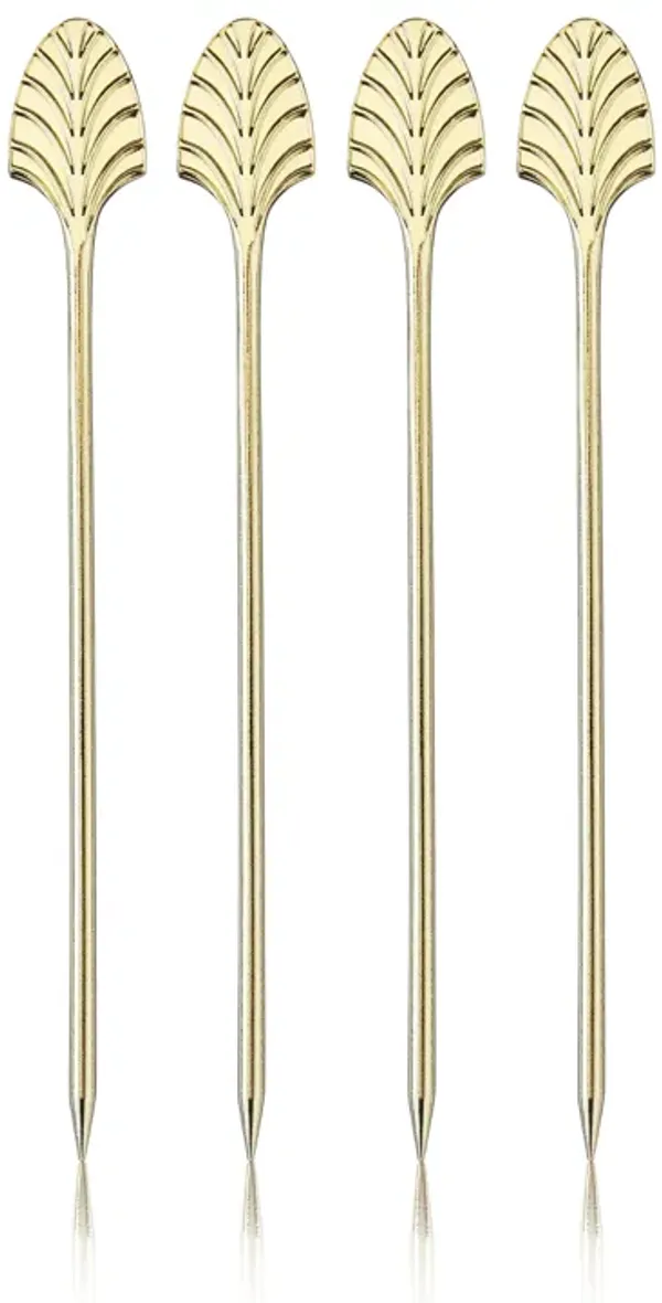 Art Deco Cocktail Picks in Gold Set of 4