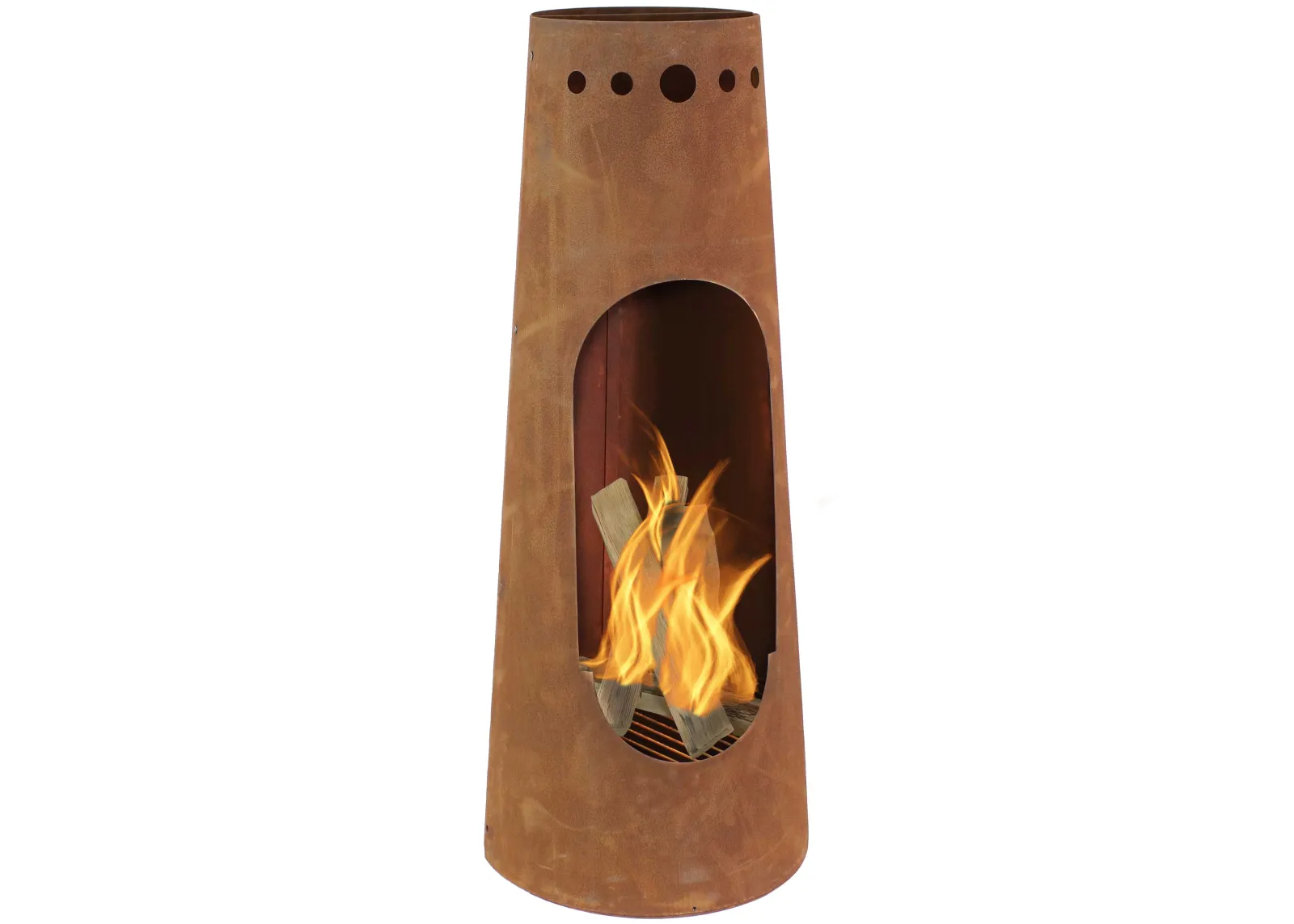 Sunnydaze 50 in Santa Fe Wood Burning Chiminea Fire Pit with Log Grate