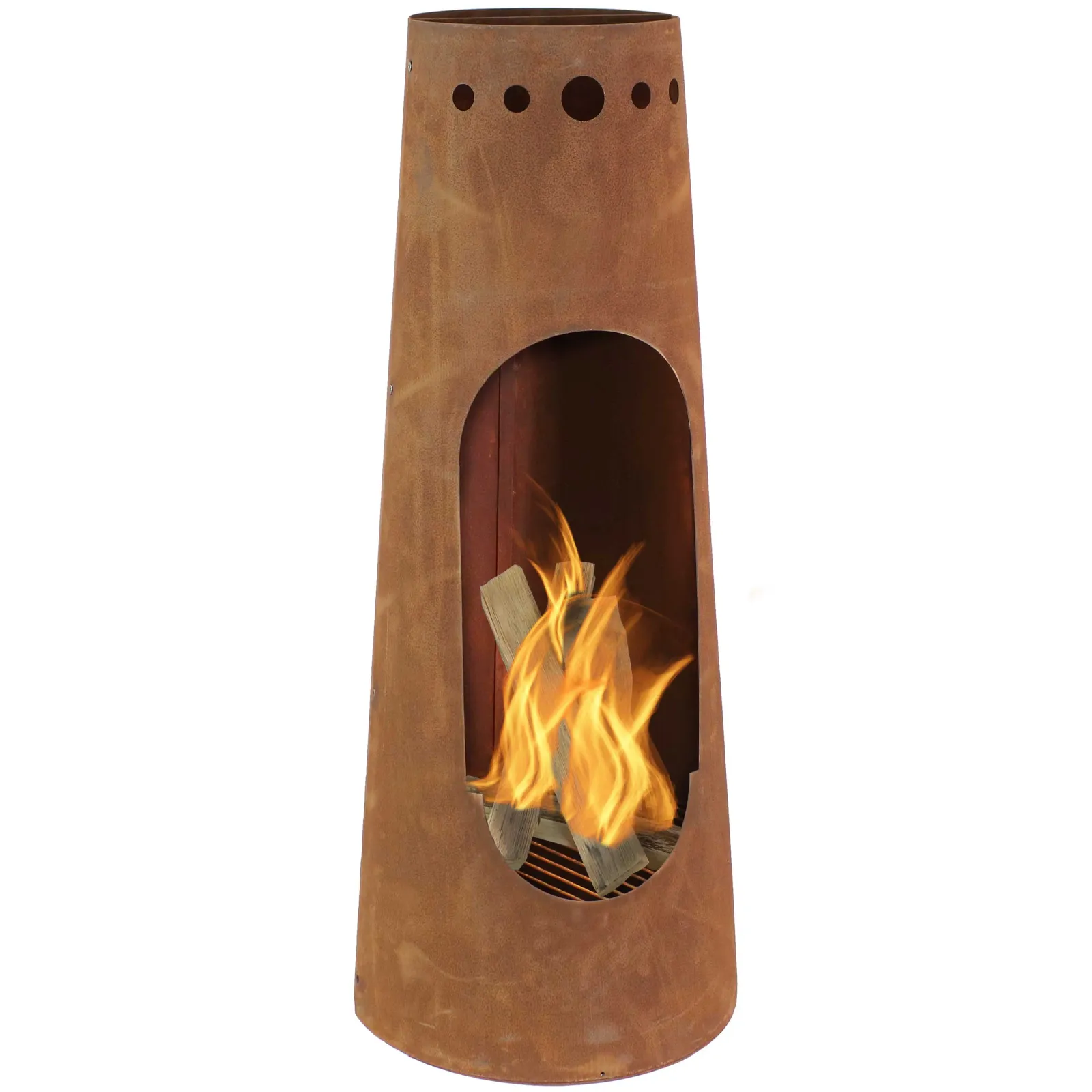 Sunnydaze 50 in Santa Fe Wood Burning Chiminea Fire Pit with Log Grate