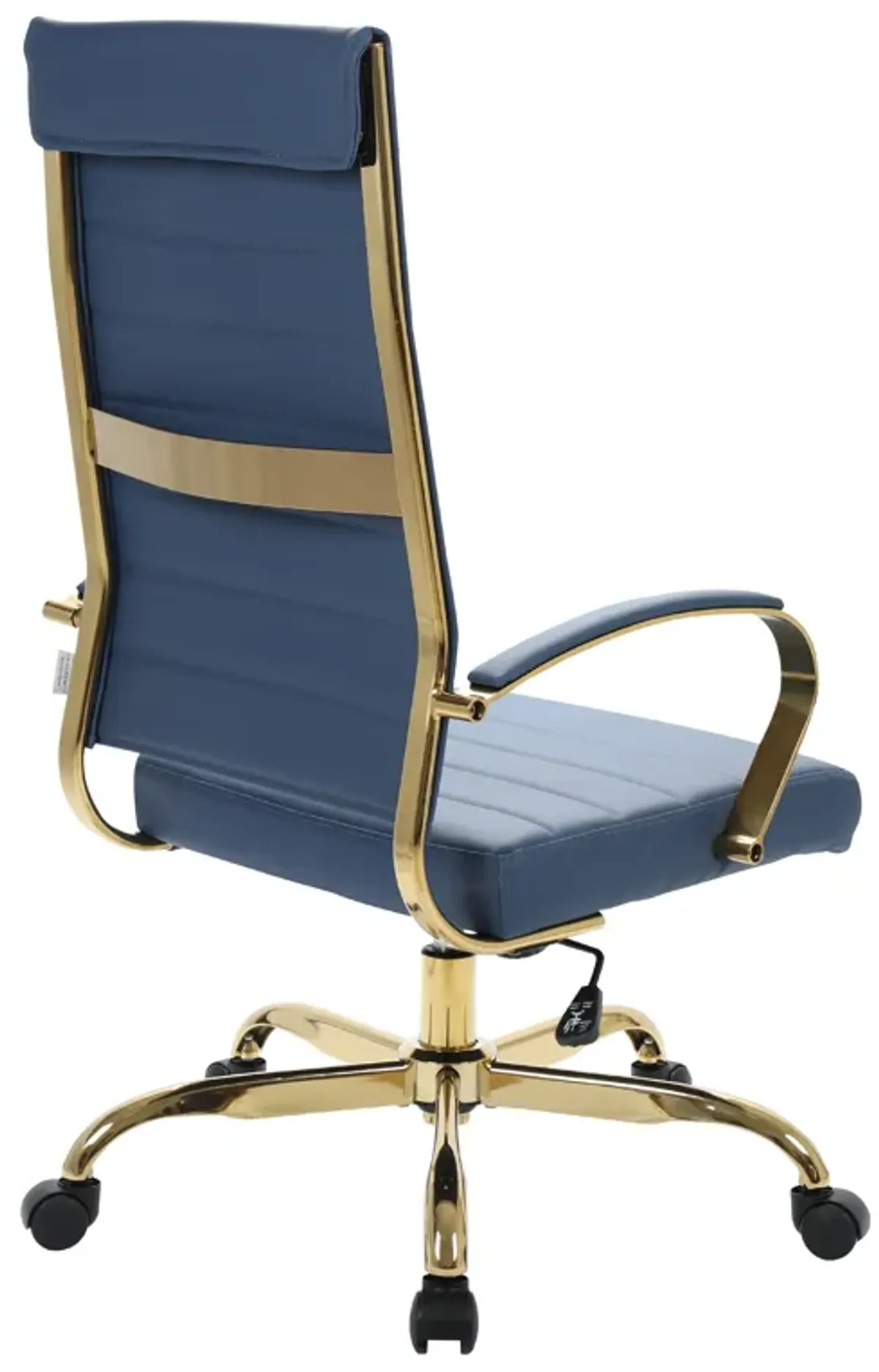 LeisureMod Benmar High-Back Leather Office Chair With Gold Frame in Brown