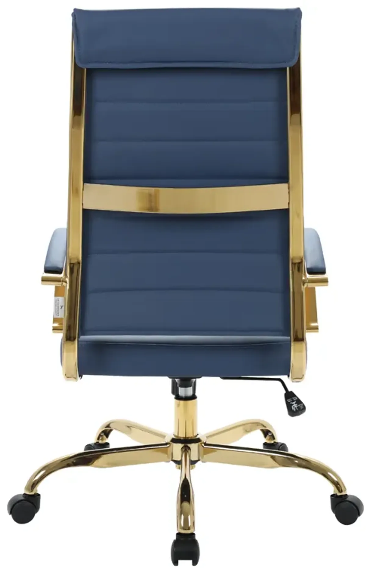 LeisureMod Benmar High-Back Leather Office Chair With Gold Frame in Brown