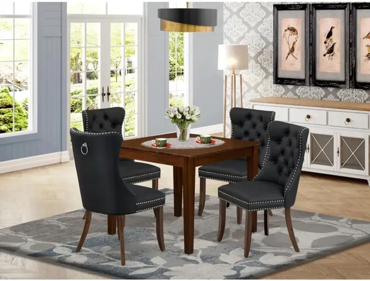 5 Piece Dining Room Furniture Set Contains a Square Solid Wood Table