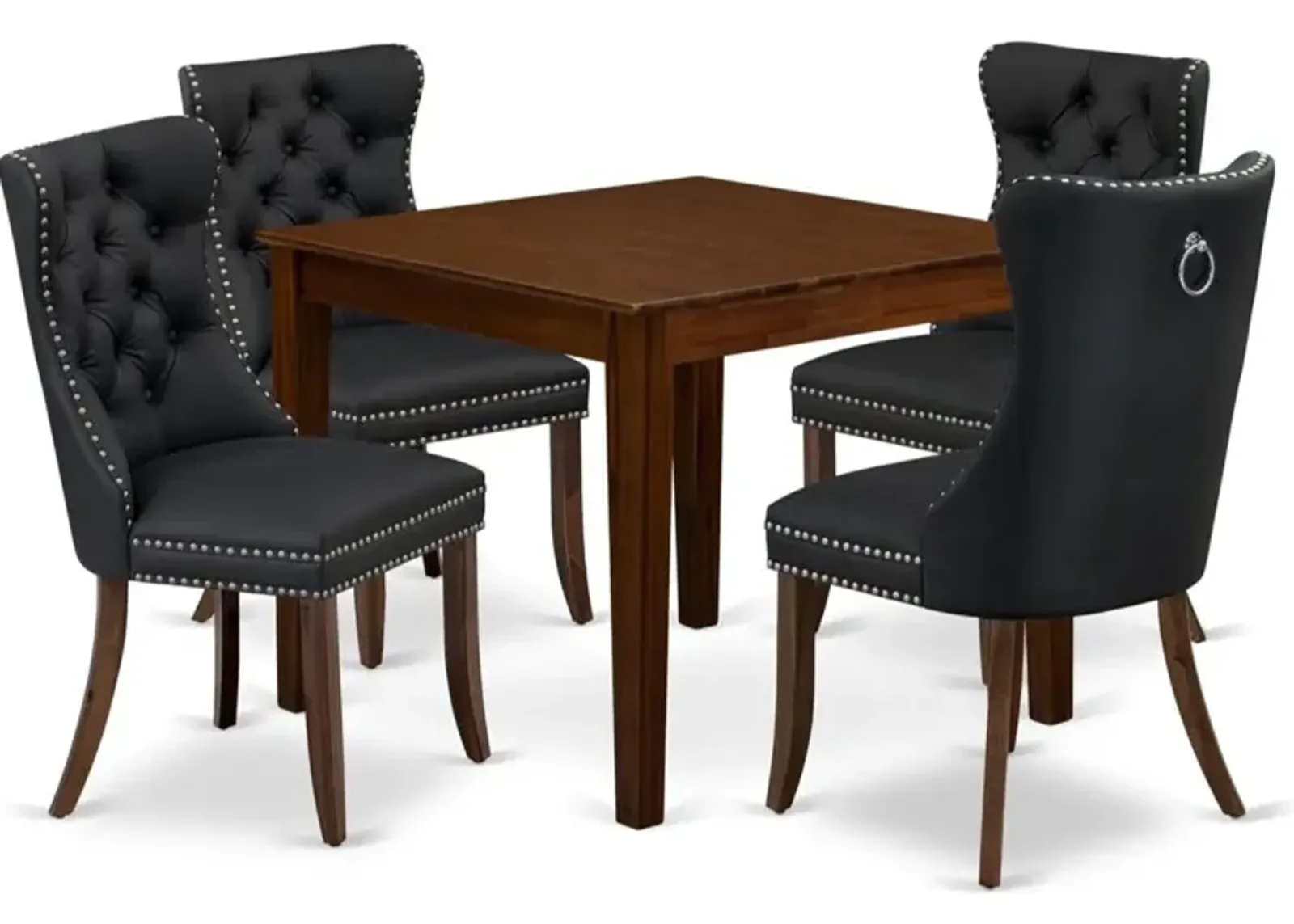 5 Piece Dining Room Furniture Set Contains a Square Solid Wood Table