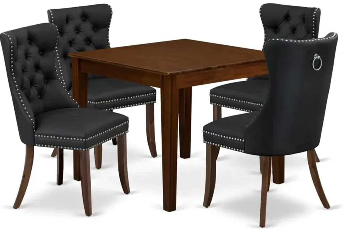 5 Piece Dining Room Furniture Set Contains a Square Solid Wood Table