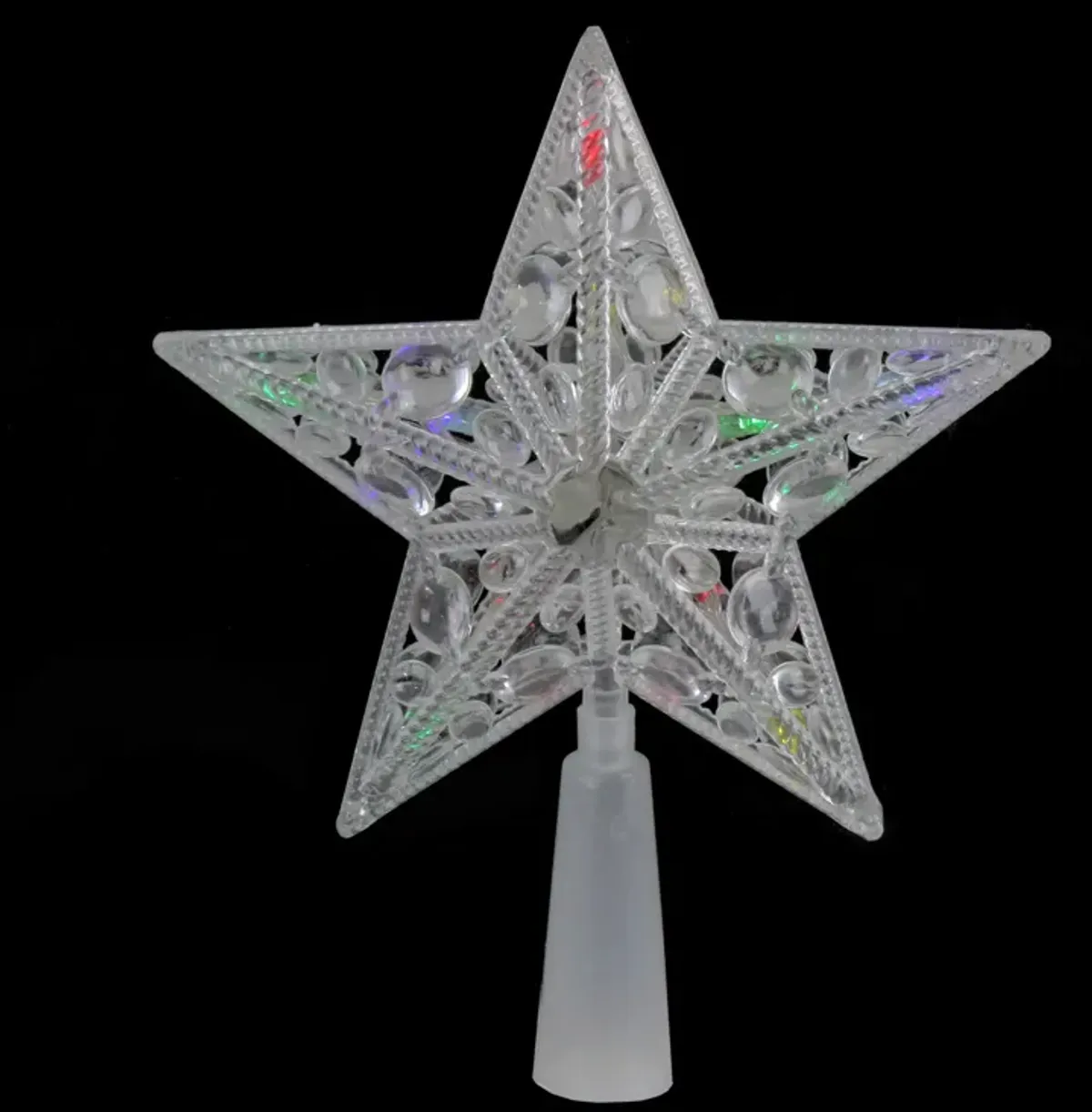 7.5" Pre-Lit Clear Jeweled Star Battery Operated Christmas Tree Topper - Multicolor Lights