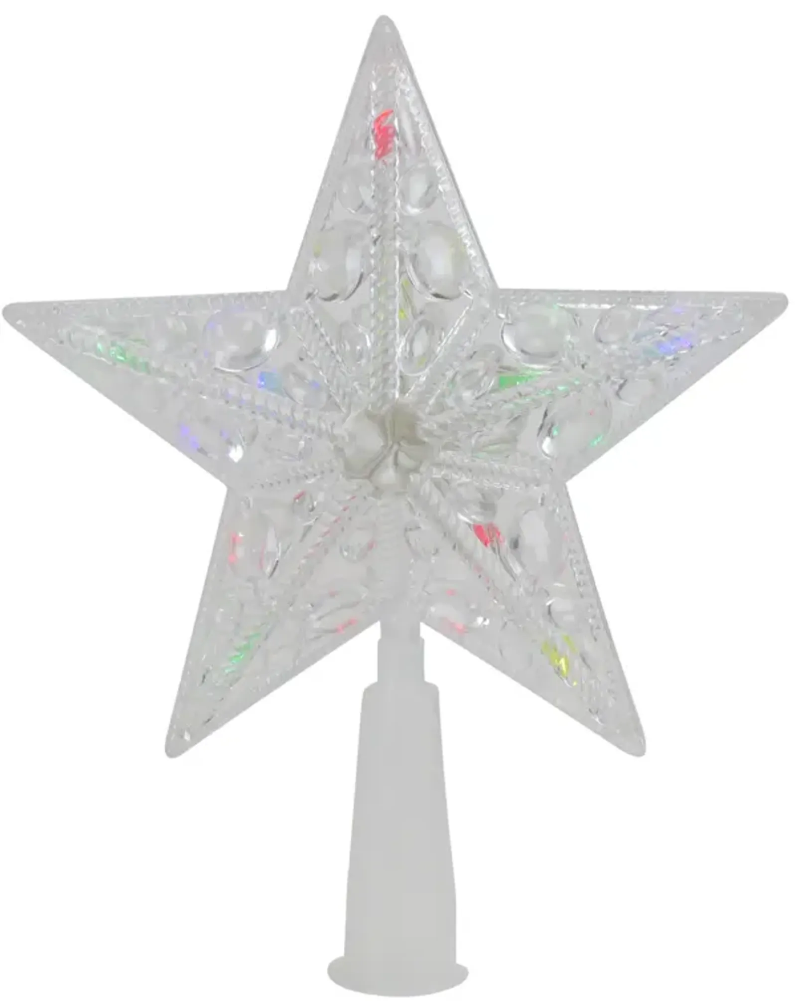 7.5" Pre-Lit Clear Jeweled Star Battery Operated Christmas Tree Topper - Multicolor Lights