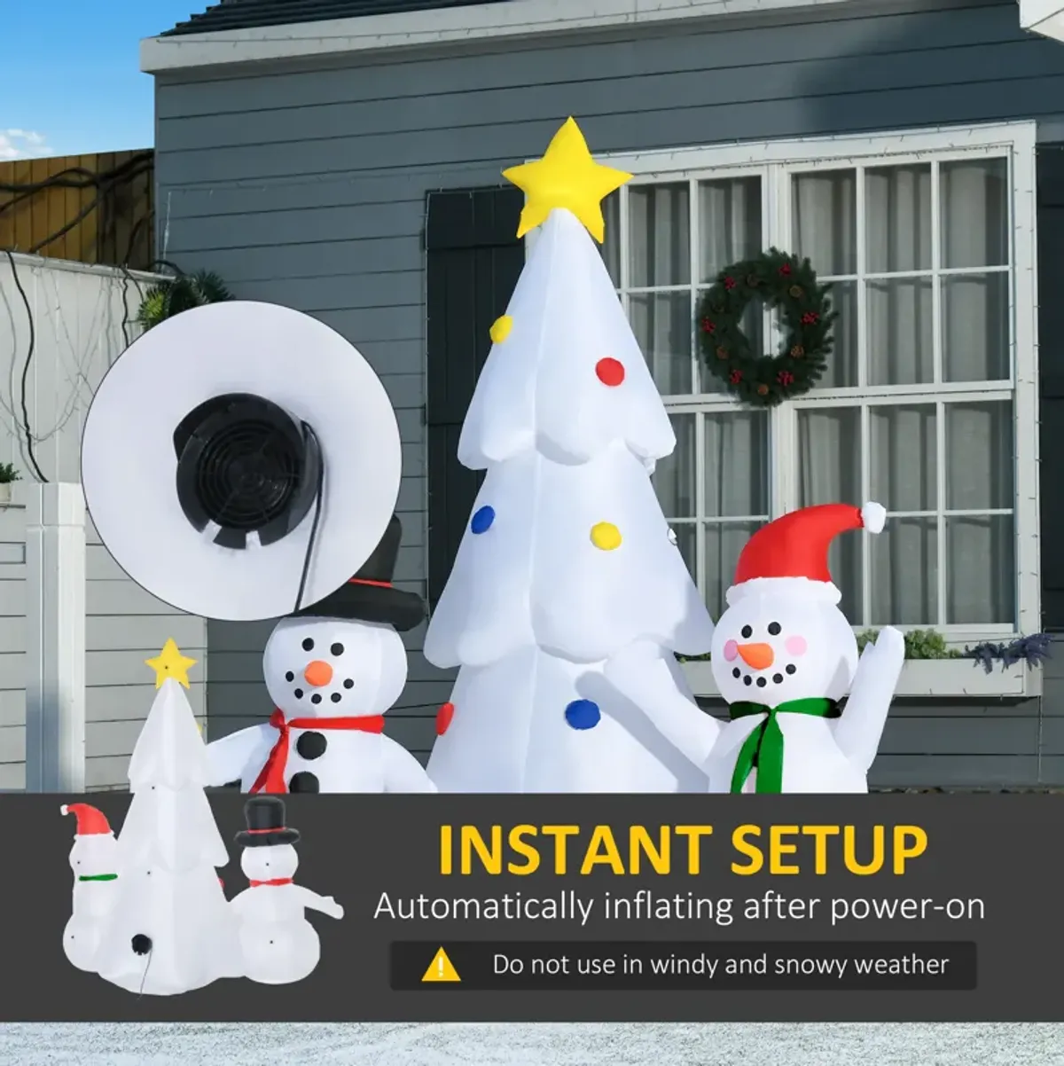 6' Inflatable Christmas Snowmen Christmas Tree Blow-Up Outdoor Display w/ LEDs