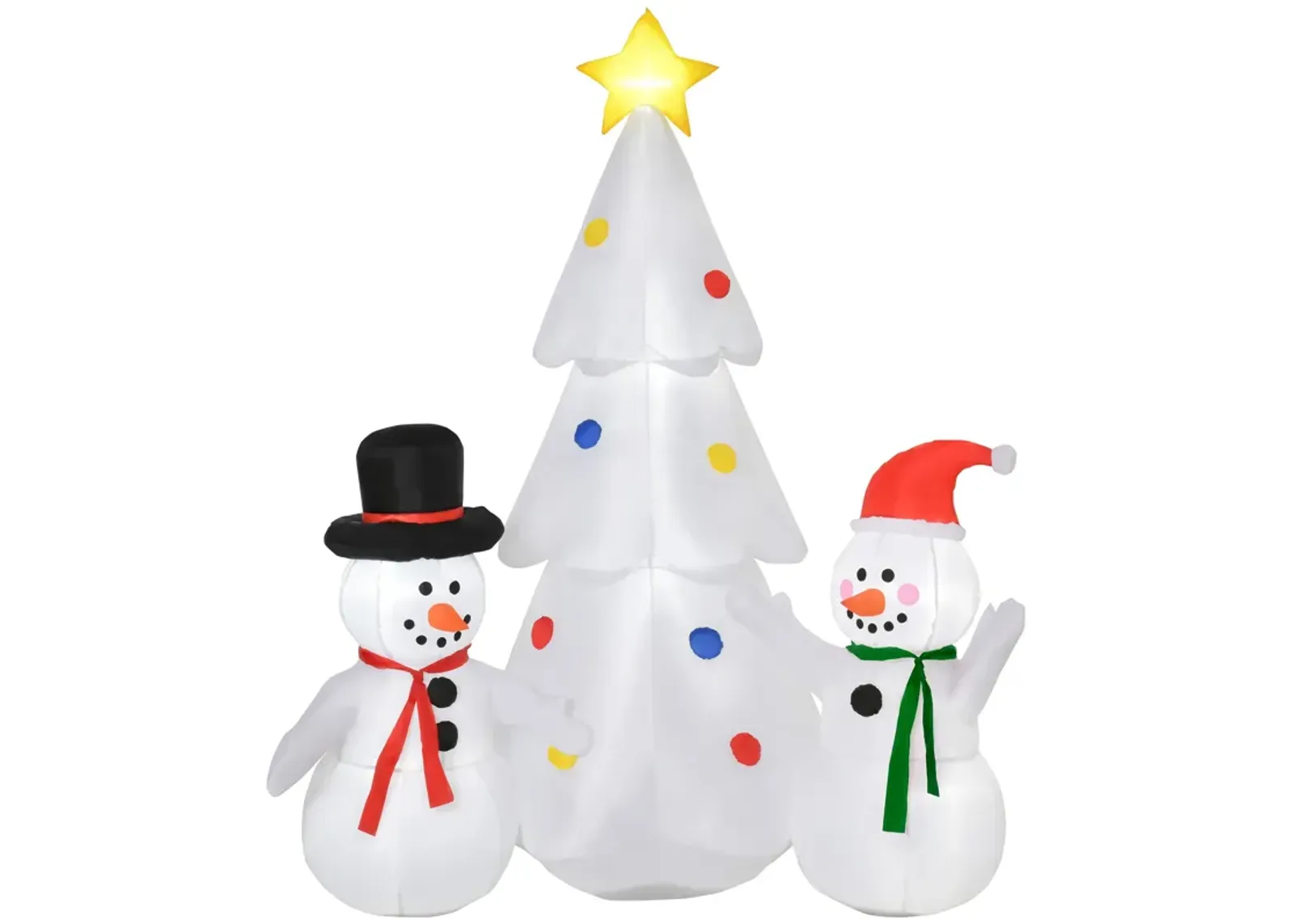 6' Inflatable Christmas Snowmen Christmas Tree Blow-Up Outdoor Display w/ LEDs