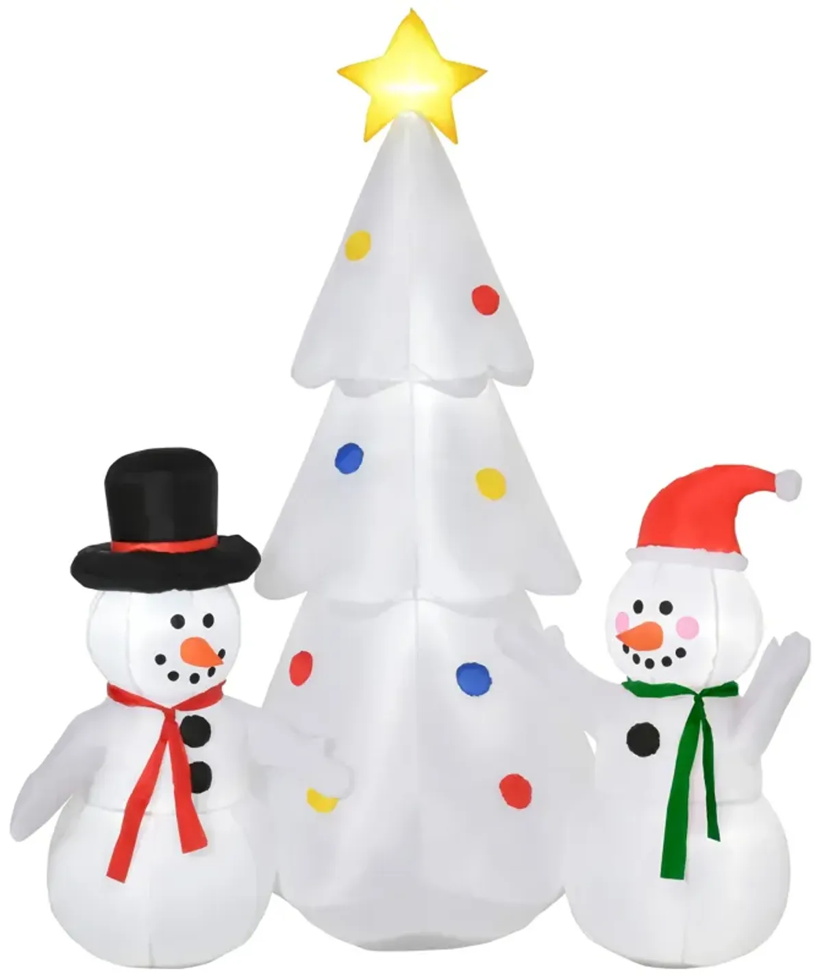 6' Inflatable Christmas Snowmen Christmas Tree Blow-Up Outdoor Display w/ LEDs