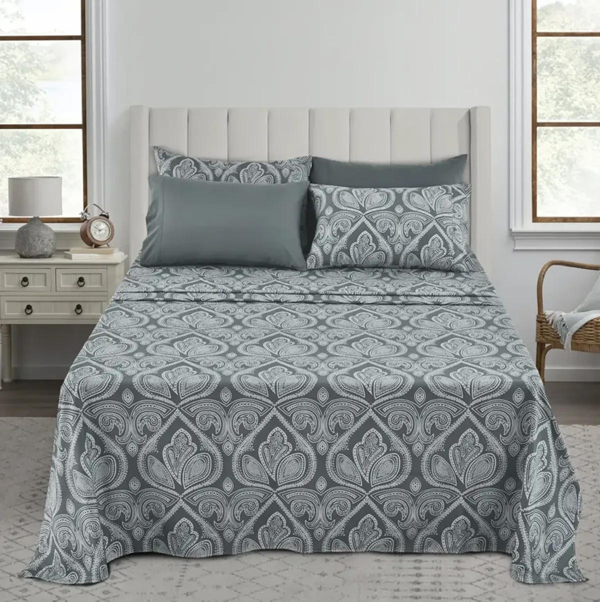 Lux Decor Collection Bed Sheets - Brushed Microfiber Paisley Sheet Set