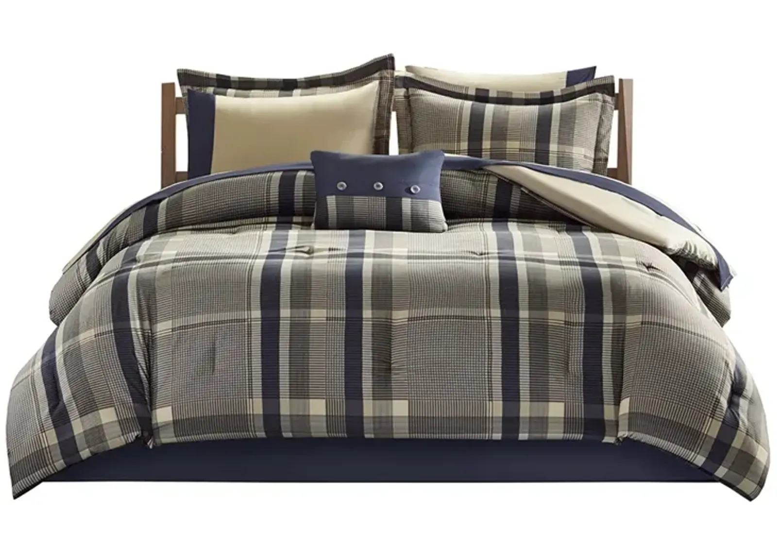 Gracie Mills Lirael Classic Plaid Brushed Microfiber Comforter Set with Bed Sheets