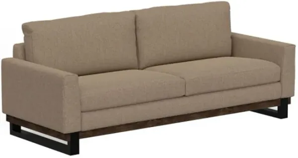 Bery Sofa, Modern Solid Pine Wood Base, Soft Camel Brown Polyester - Benzara