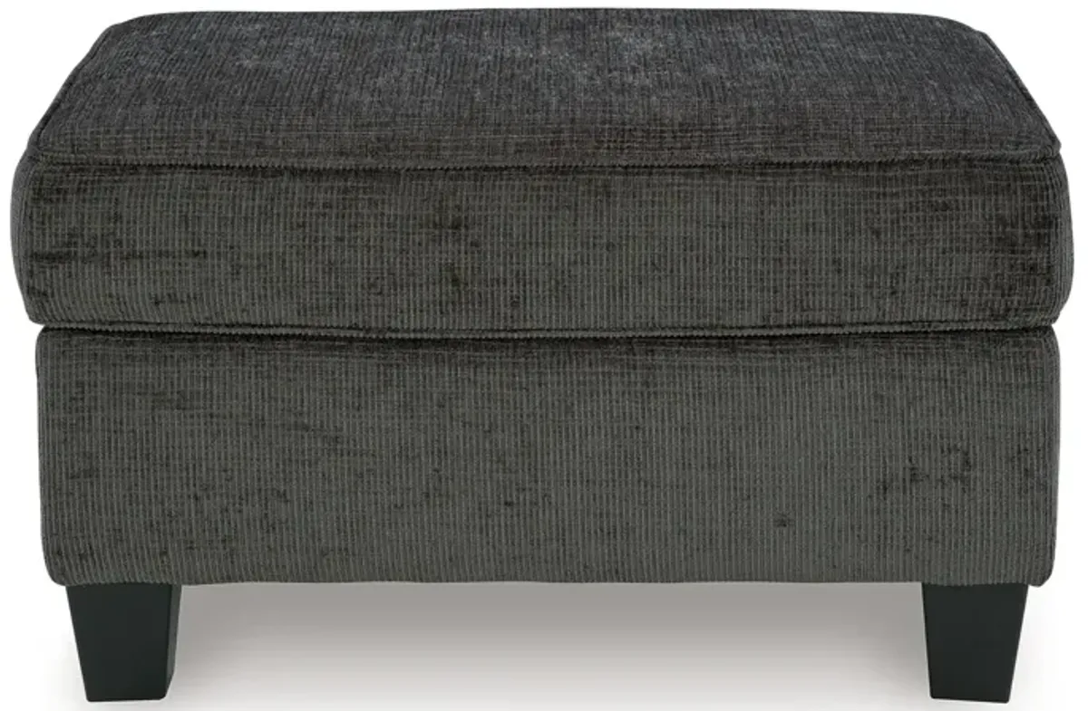 Erin Ottoman with Corner Block Frame, 33 Inch Dark Gray Polyester - Benzara