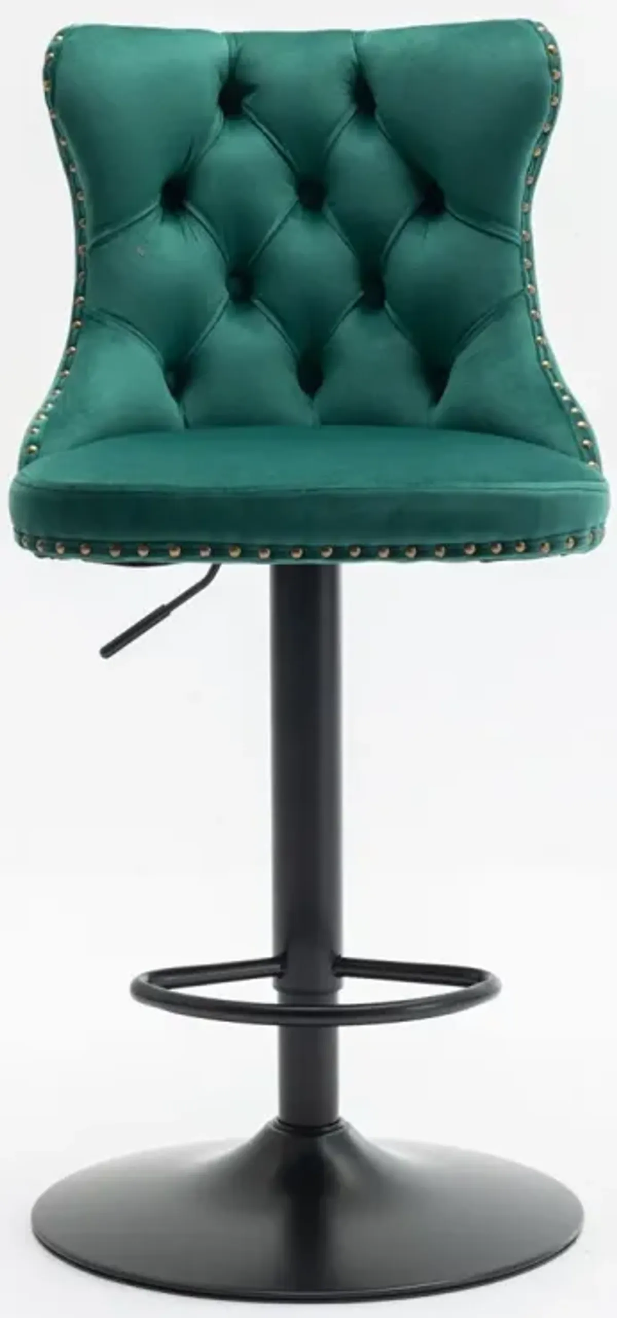 Adjustable Velvet Barstools, Set of 2, Green