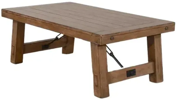 Sunny Designs Doe Valley 52 Farmhouse Wood Coffee Table in Taupe Brown