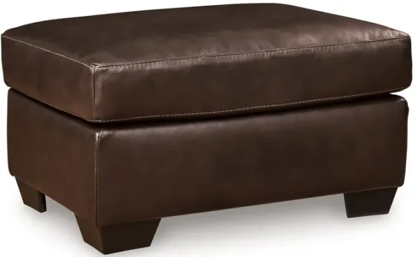 Orion Ottoman, 34 Inch Rich Dark Brown Real and Faux Leather Cushion - Benzara