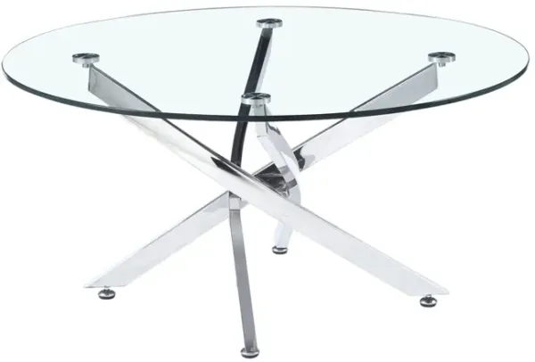 Modern Round Tempered Glass Coffee Table with Chrome Legs