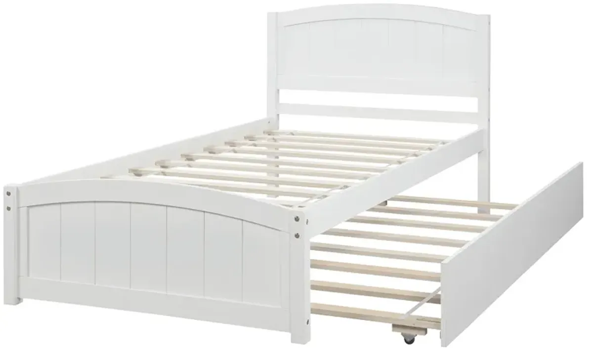 Minimalistic Wood Platform Bed with Trundle