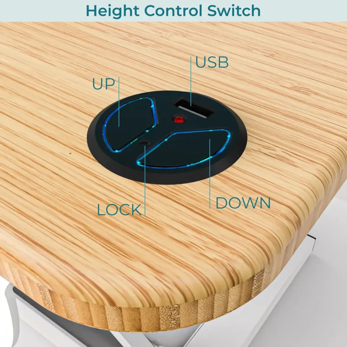 VersaDesk PowerPro® 36"W Electric Adjustable Standing Desk Converter, White-Bamboo