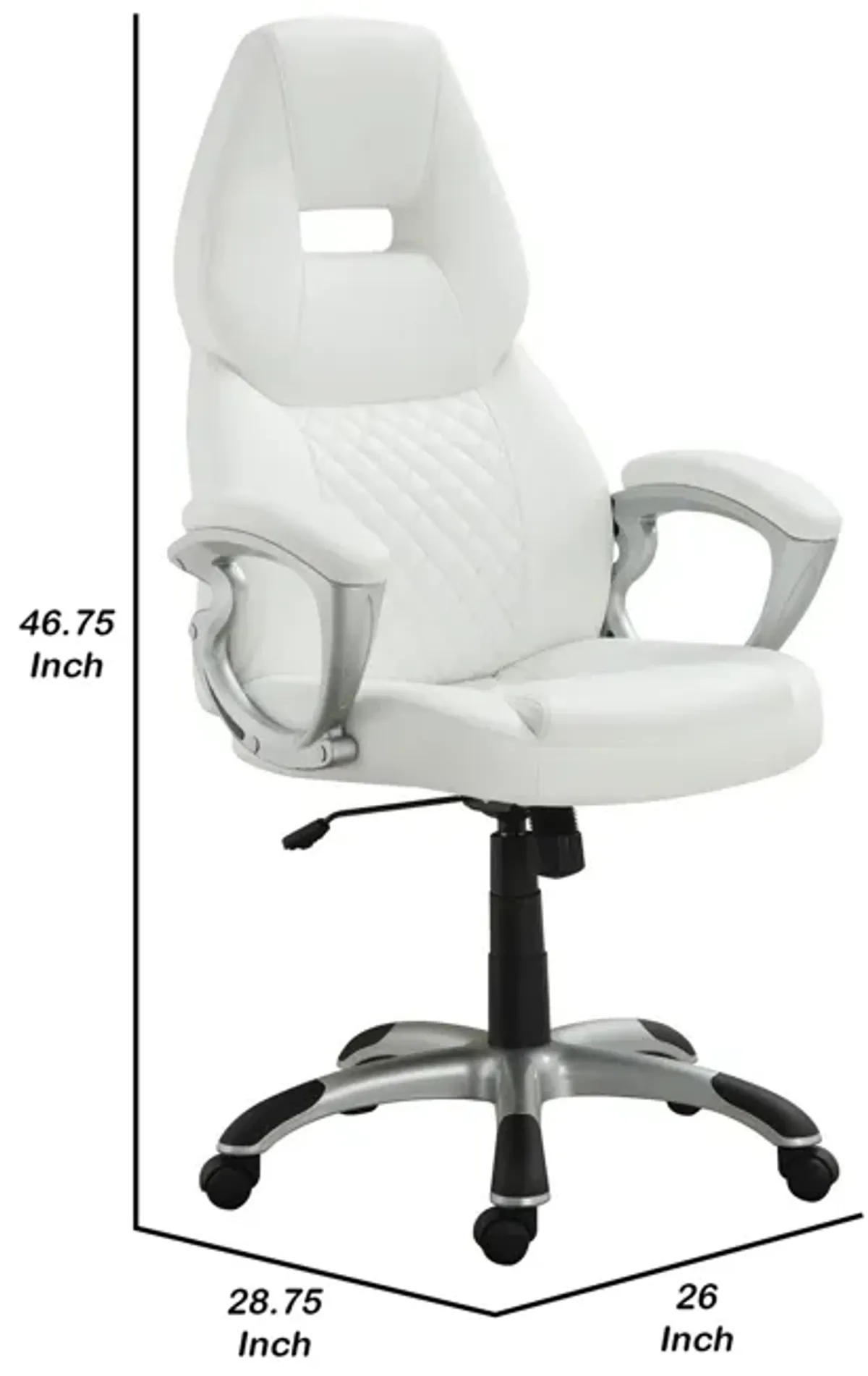 Leather, Sporty Executive High Back Office Chair, White-Benzara