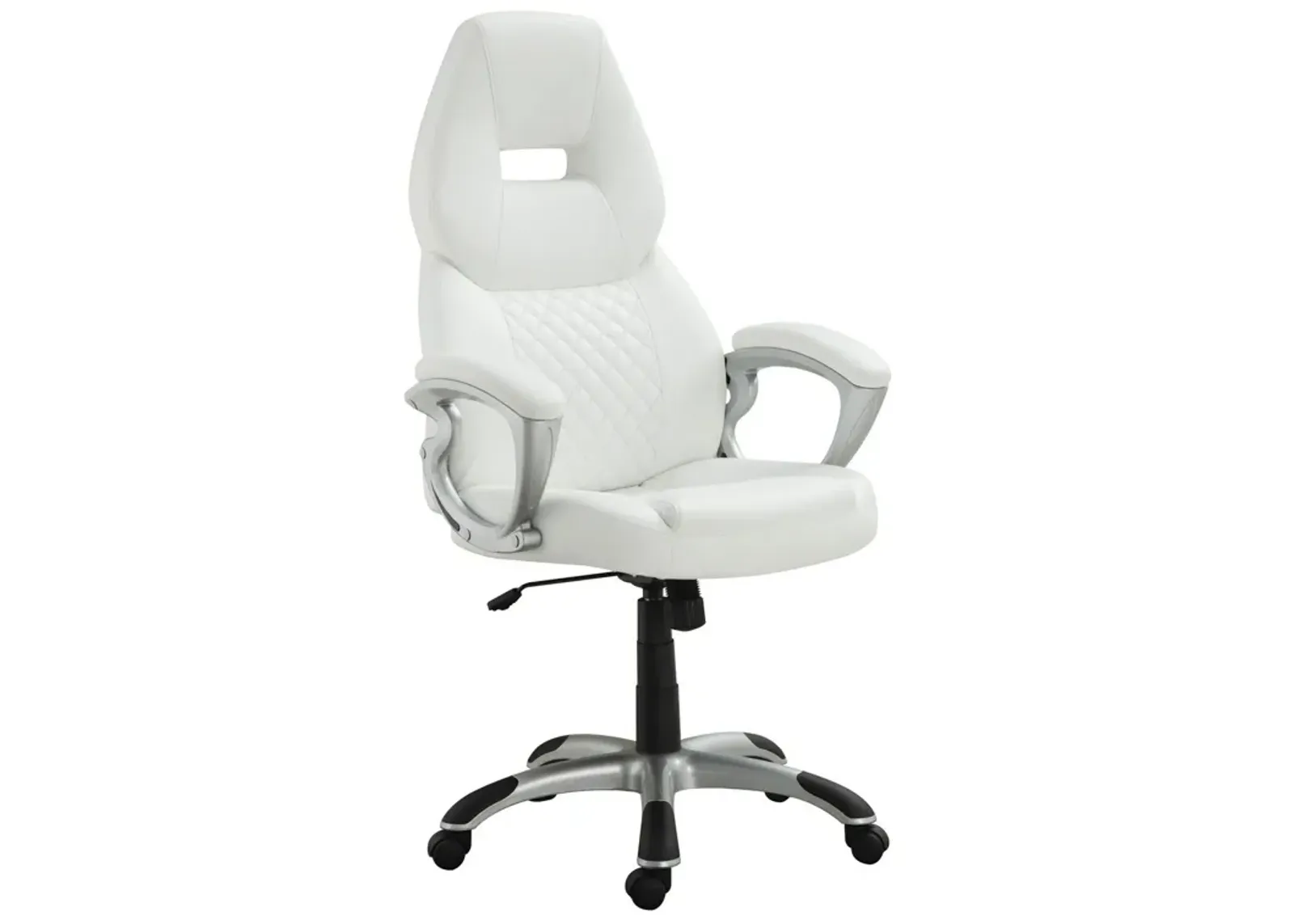 Leather, Sporty Executive High Back Office Chair, White-Benzara