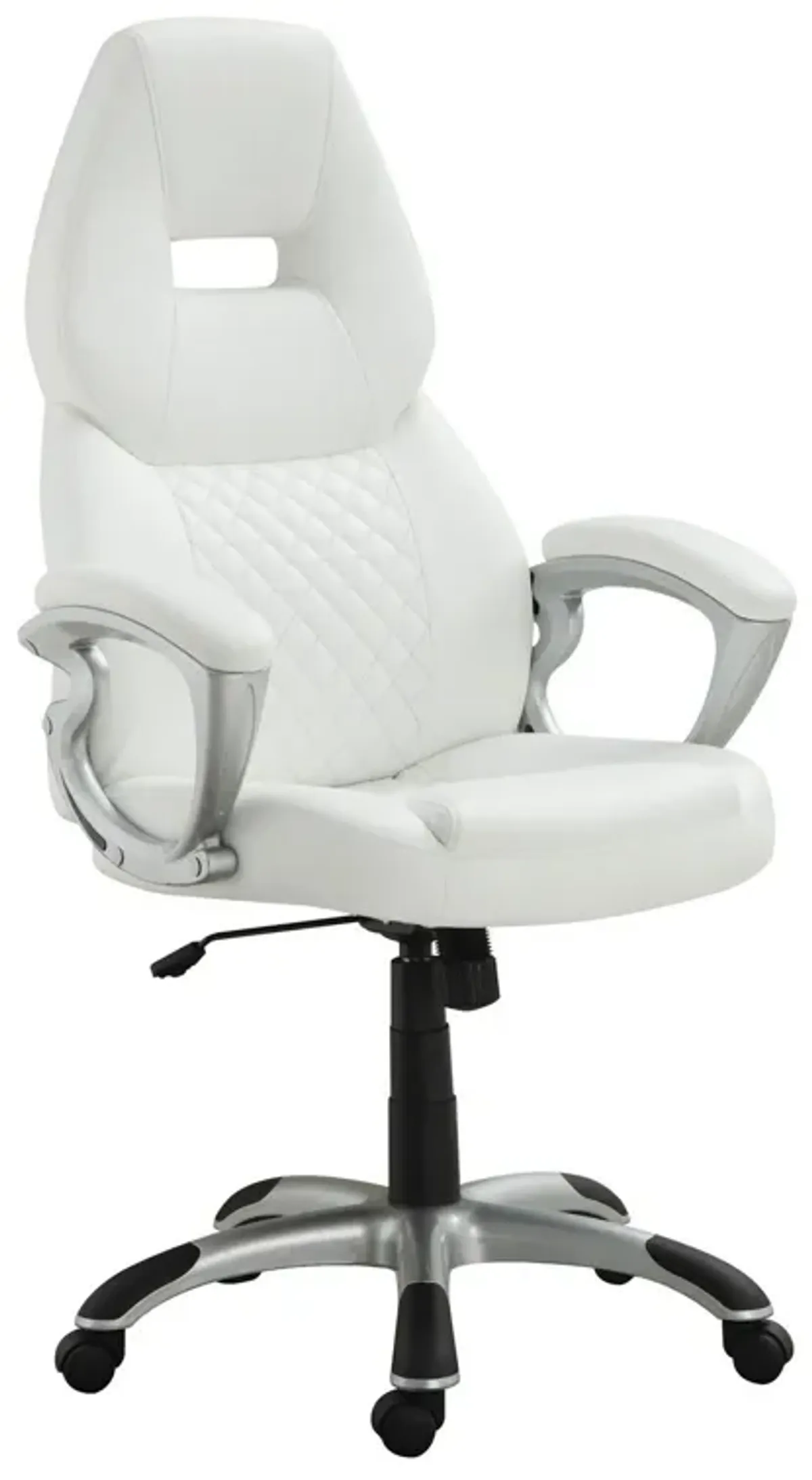 Leather, Sporty Executive High Back Office Chair, White-Benzara