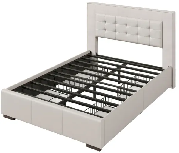 Upholstered Queen Platform Bed Frame With Drawers
