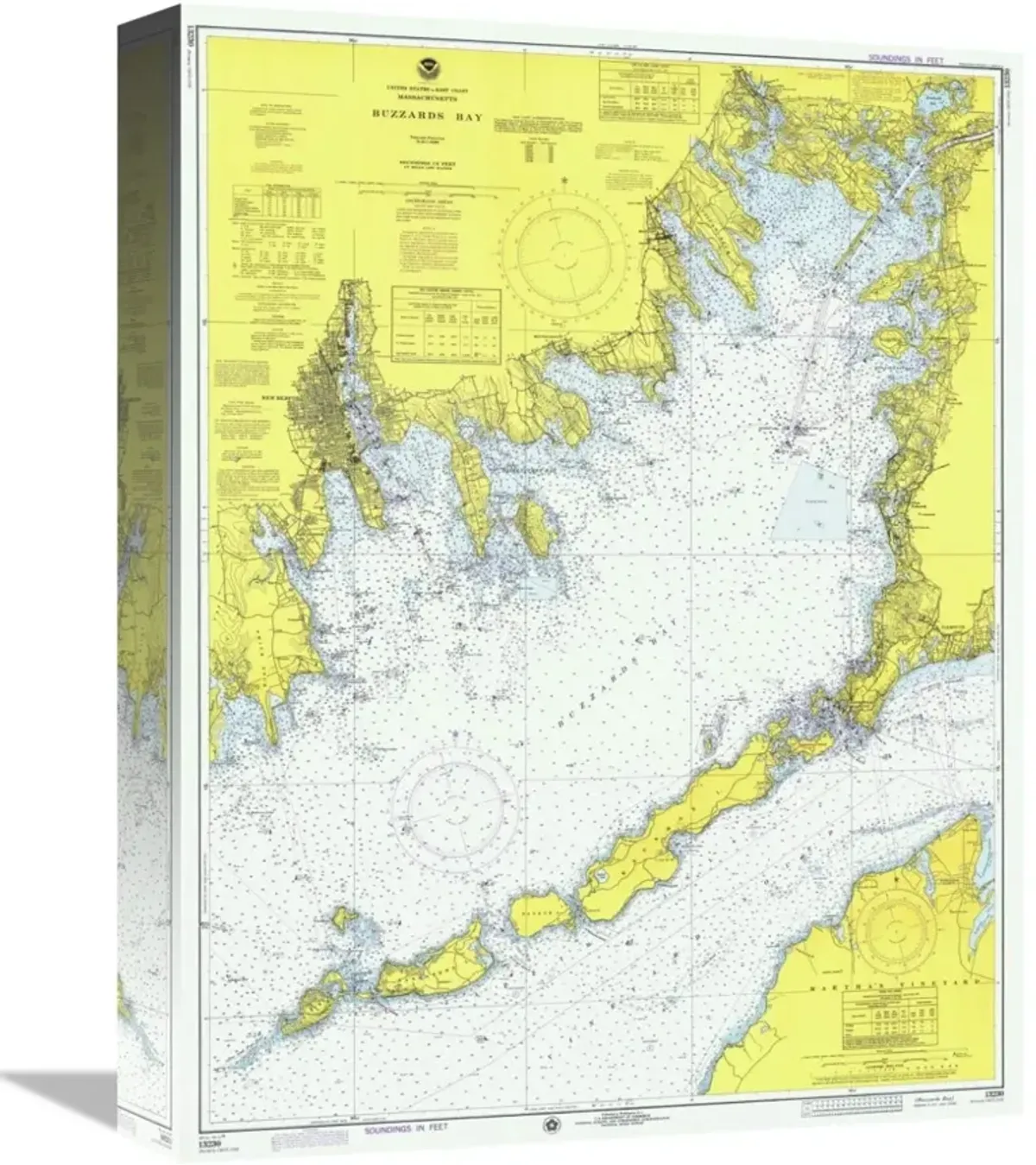 Nautical Chart - Buzzards Bay ca. 1974-Canvas Art-12.32x16