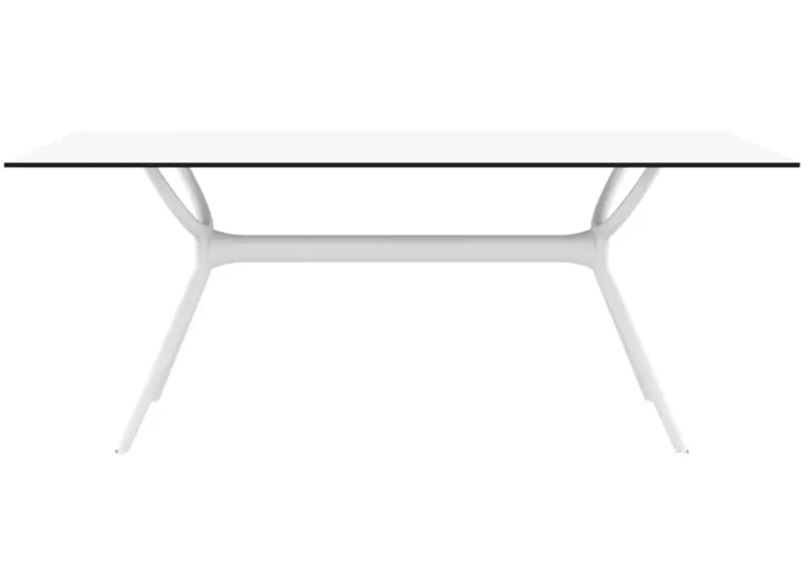 71" White Sleek Rectangular Outdoor Patio Dining Table