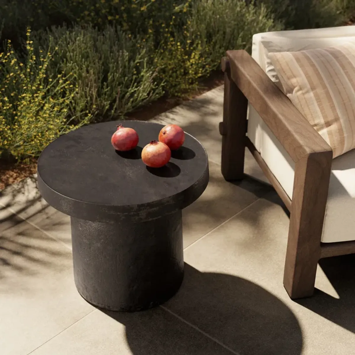 Paz Distressed Bronze Outdoor End Table