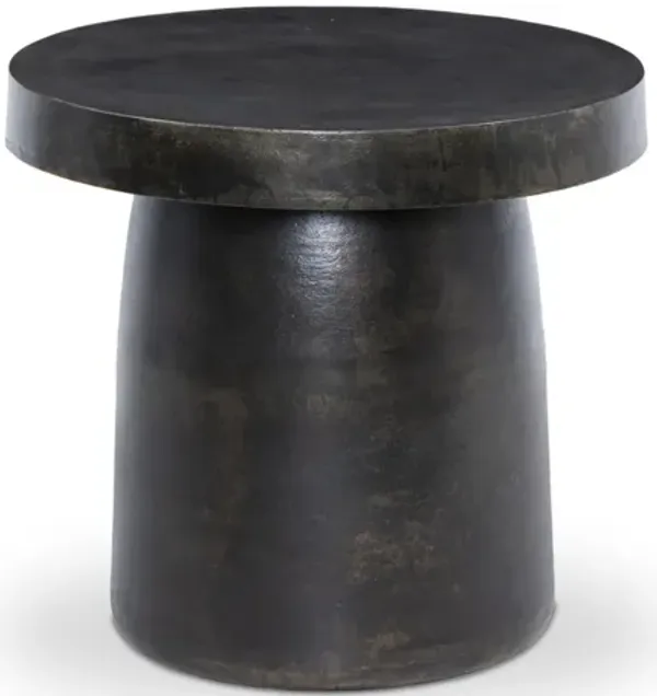 Paz Distressed Bronze Outdoor End Table
