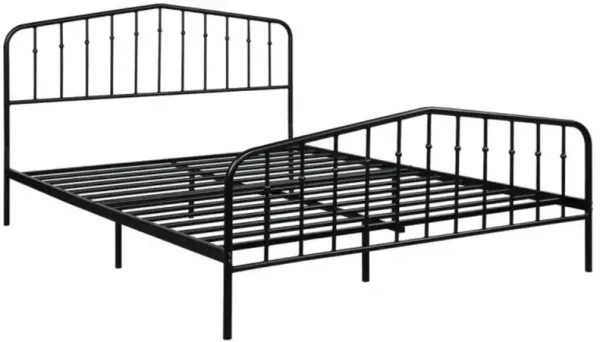 Hivvago Queen Size Metal Platform Bed Frame with Vintage Headboard and Footboard