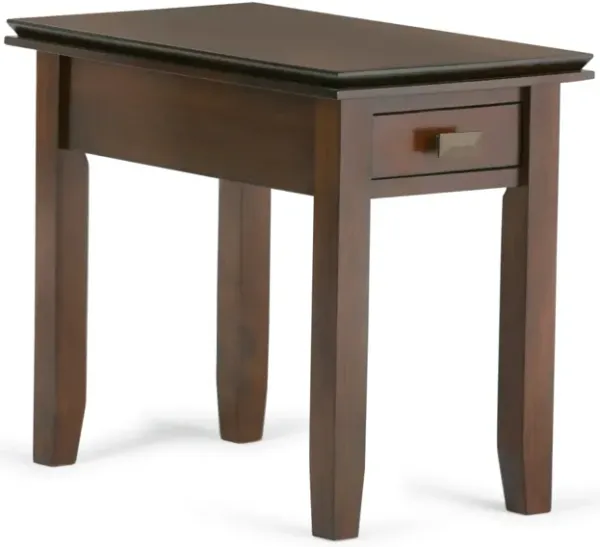 Artisan SOLID WOOD 14 inch Wide Rectangle Transitional Narrow End Side Table in Russet Brown