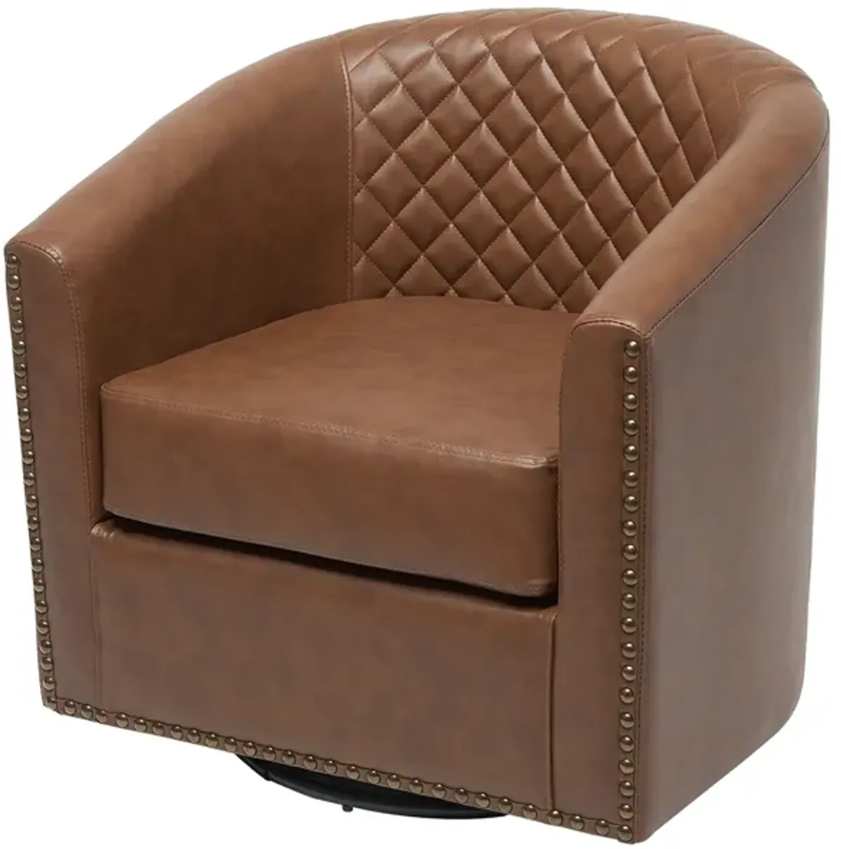 29" Wide Tufted PU Leather Swivel Barrel Chair