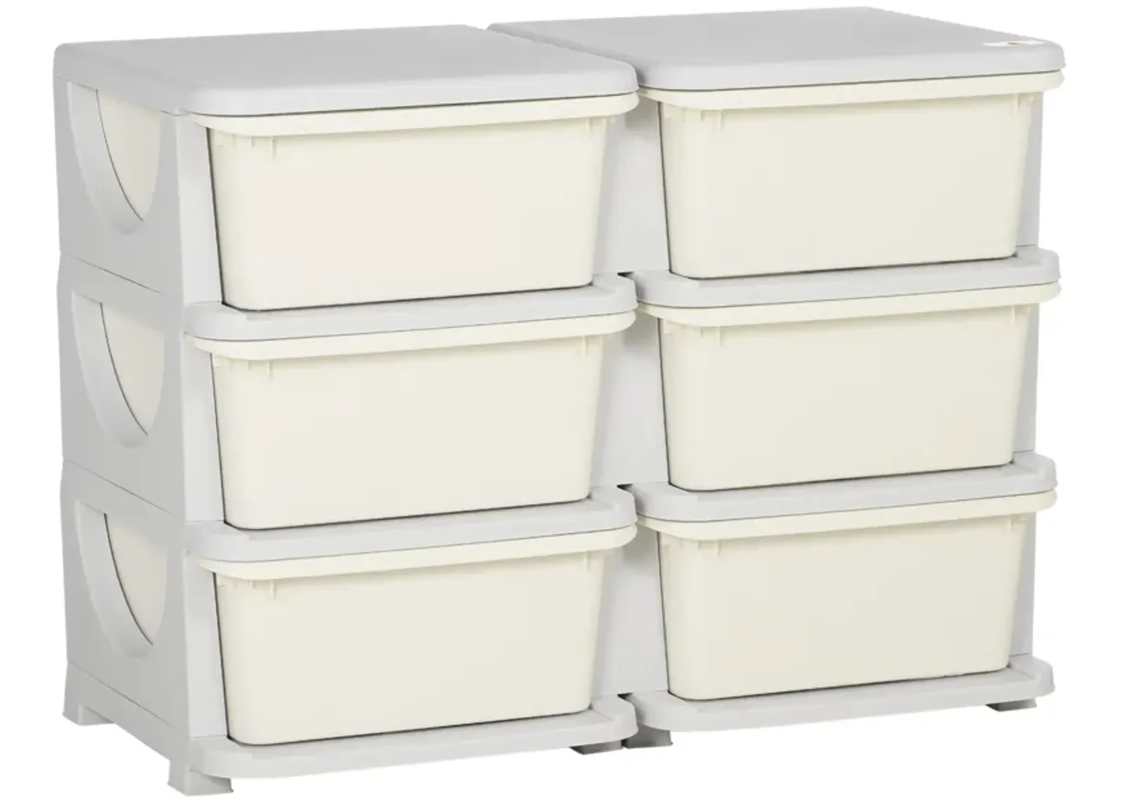 Cream Toy Storage: Kids' 3-Tier Organizer with 6 Drawers