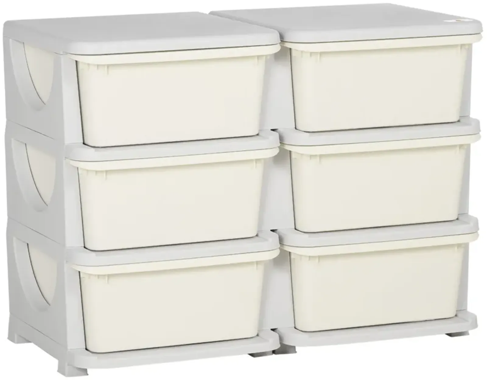 Cream Toy Storage: Kids' 3-Tier Organizer with 6 Drawers