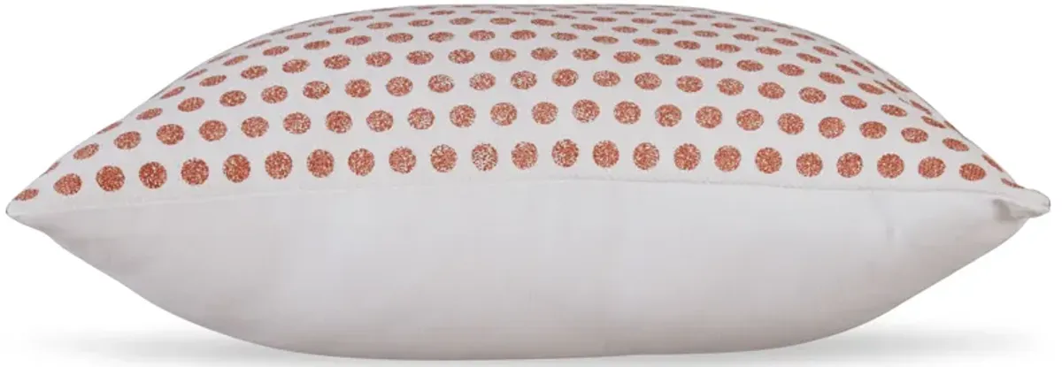 Mony Square Accent Throw Pillow, 20 Inch Orange Dots over White Cotton - Benzara