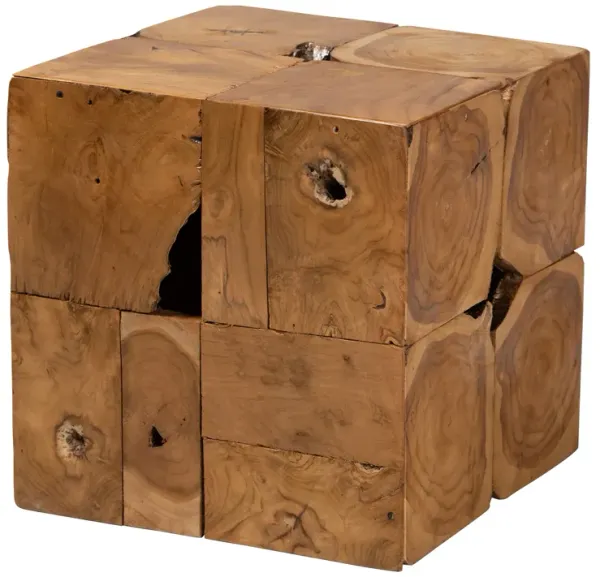 Baxton Studio Eldora Rustic Transitional Natural Brown Teak Root End Table