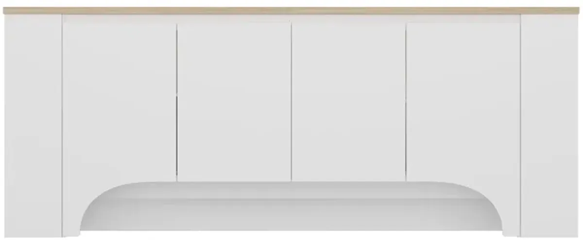 FUFU&GAGA Kitchen Sideboard with Shelves and 4 Cabinet Doors (78.6" W x 31.5" H x 15.7" D),White and Oak